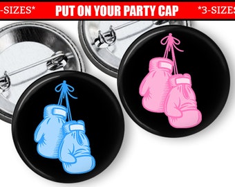 Gender Reveal Pins Pink Vs Blue Boxing Gender Reveal Party Favor Buttons Pink Blue Baby Shower Team Buttons Gender Reveal Ideas