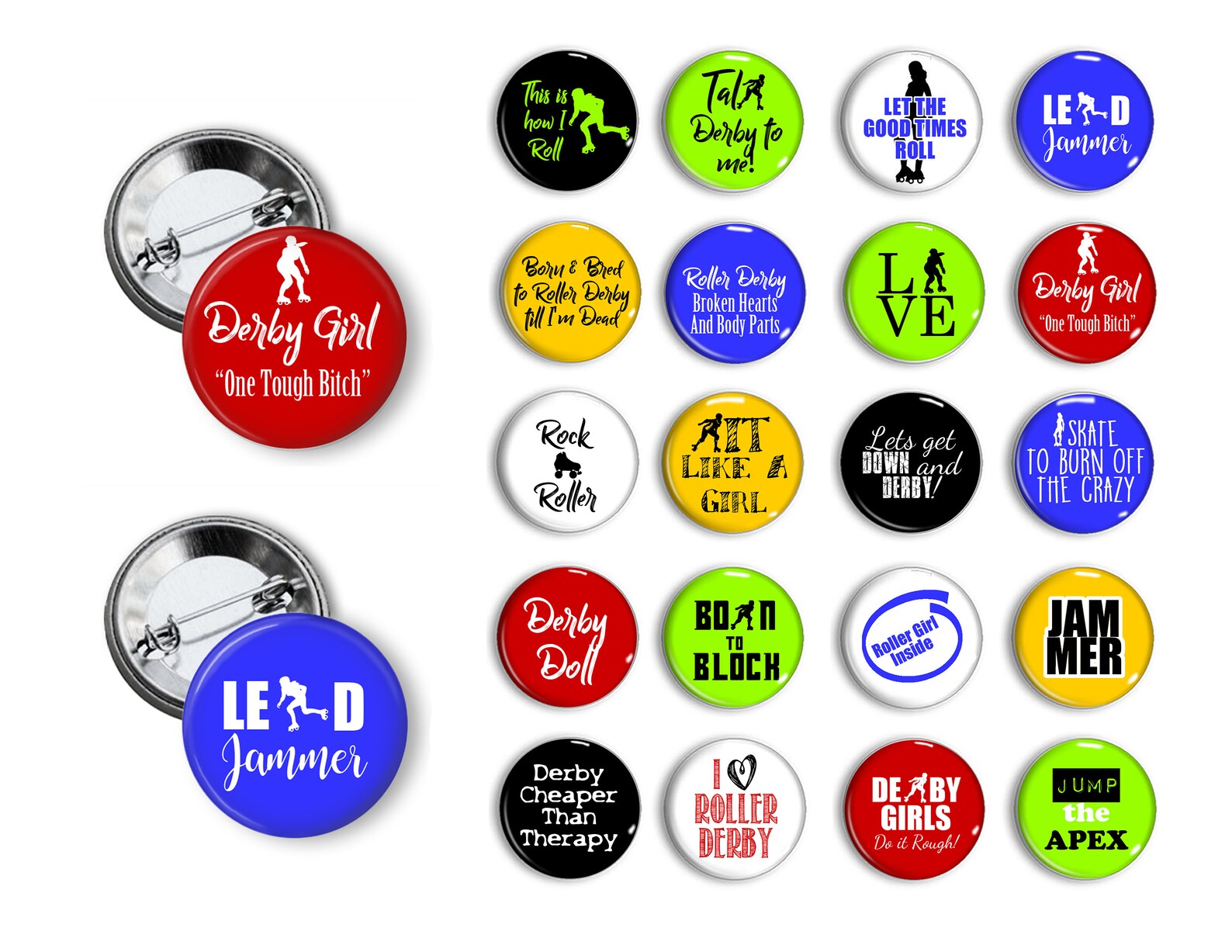 Roller Derby Pins Roller Derby Gifts 1.25 or 1.75 Inch Pinback Etsy