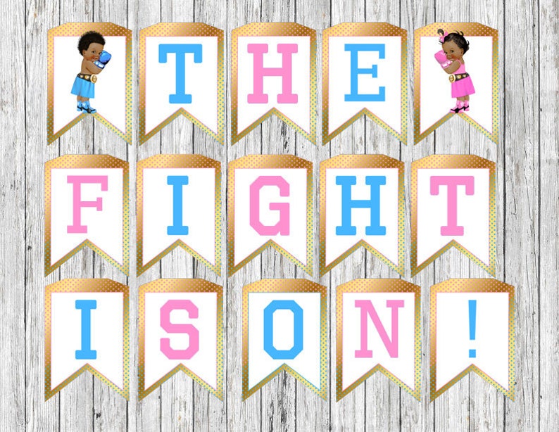The Fight Is On Boxing Party Banner Gender Reveal Party Etsy
