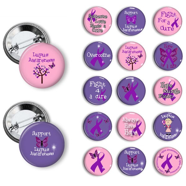 Lupus Awareness Pins Lupus Awareness Buttons Lupus Awareness Badges 1.25 inch pinback buttons pins badges