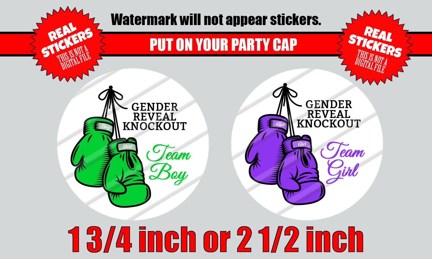 Gender Reveal Stickers Boxing Party Favors Boxing Gloves Etsy