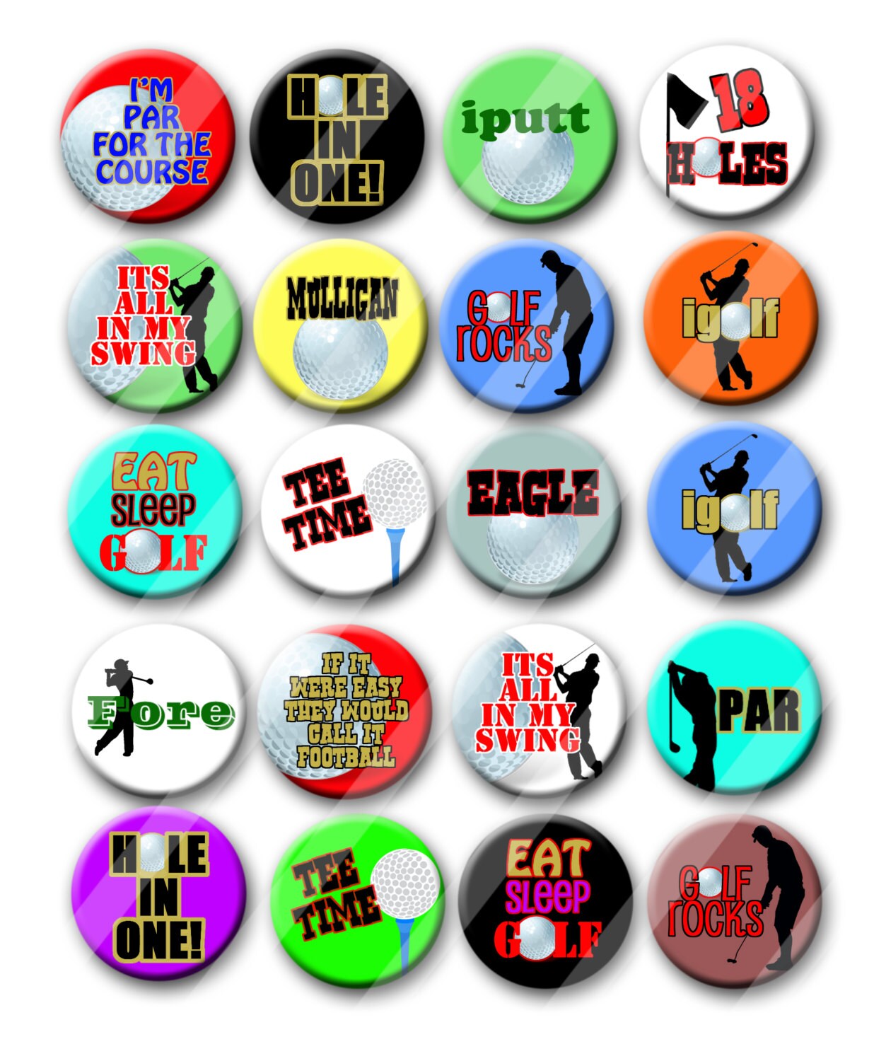 Golf Pins Golfing Buttons Sport Theme Pin Back Button Party Etsy