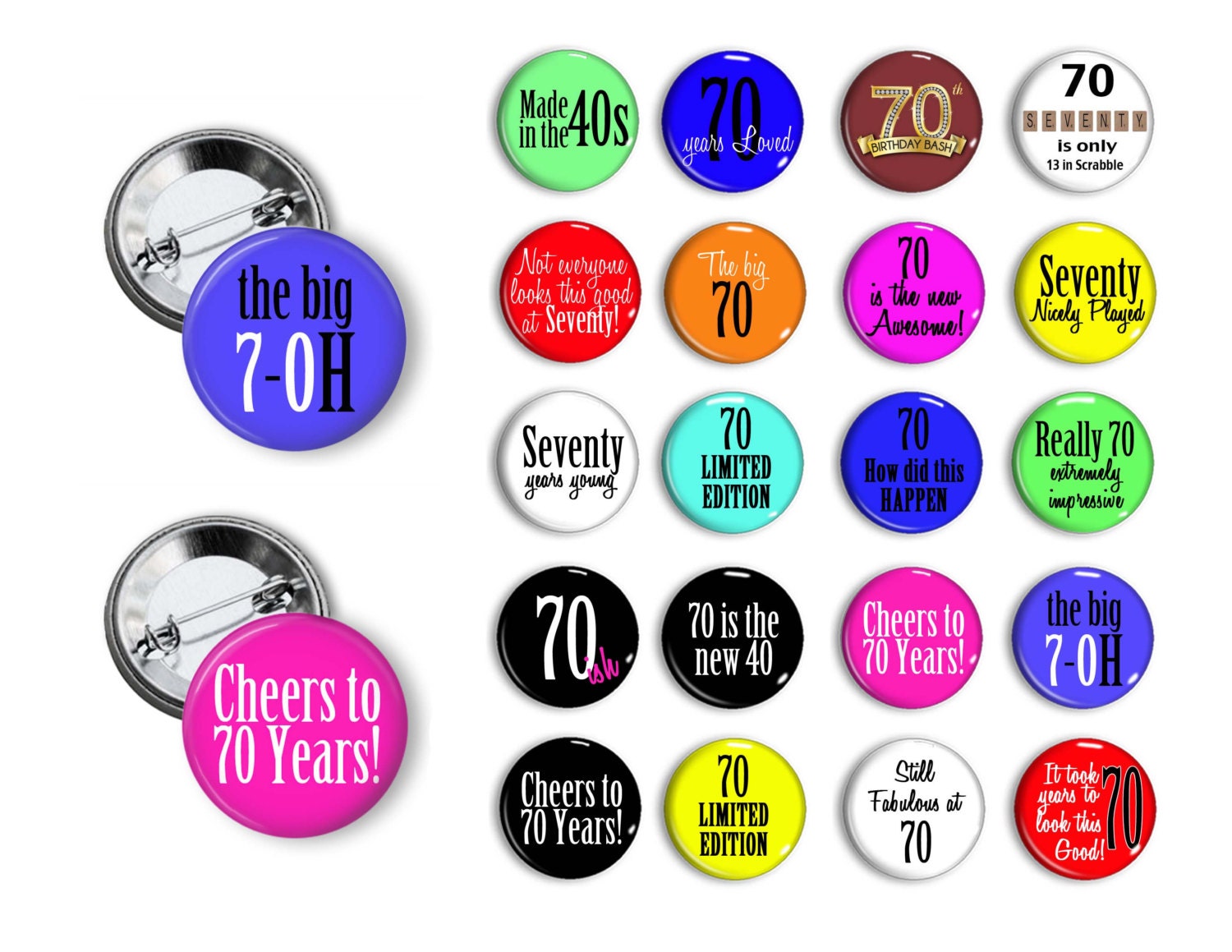 70th Birthday Button Etsy