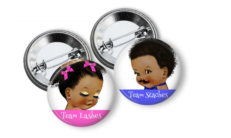 Gender Reveal Pins Staches or Lashes Gender Reveal Party Favors Mustaches or Eyelashes Gender Reveal Buttons gender Reveal Ideas