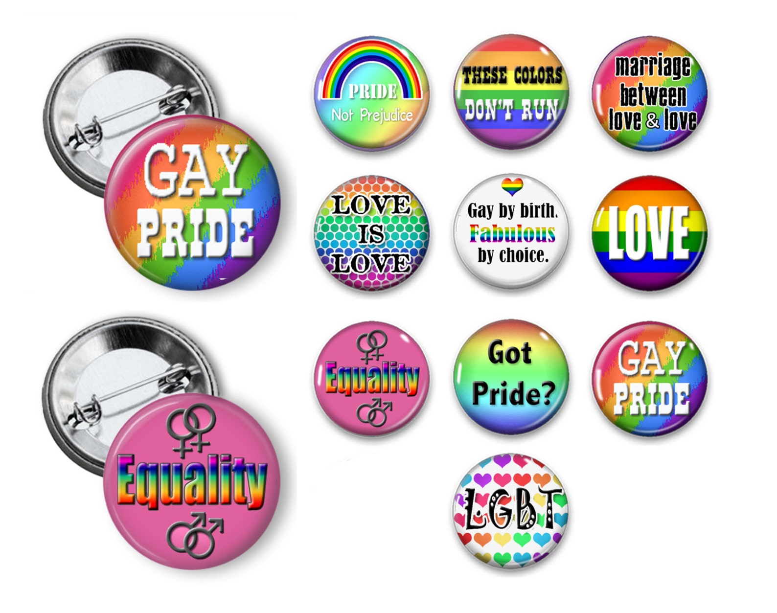 LGBT Gay Pride Theme Party Favors Set of 10 1.25 Inch Pin Etsy