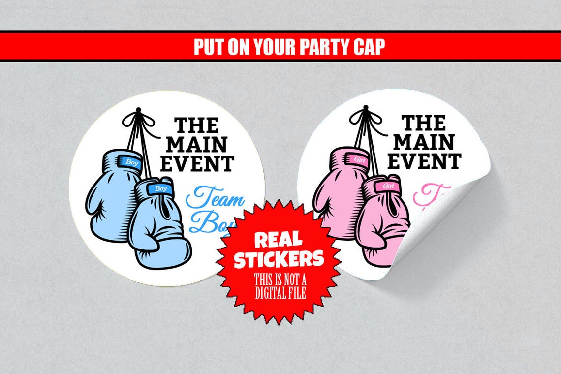 Gender Reveal Stickers Boxing Party Favors Boxing Gloves Etsy
