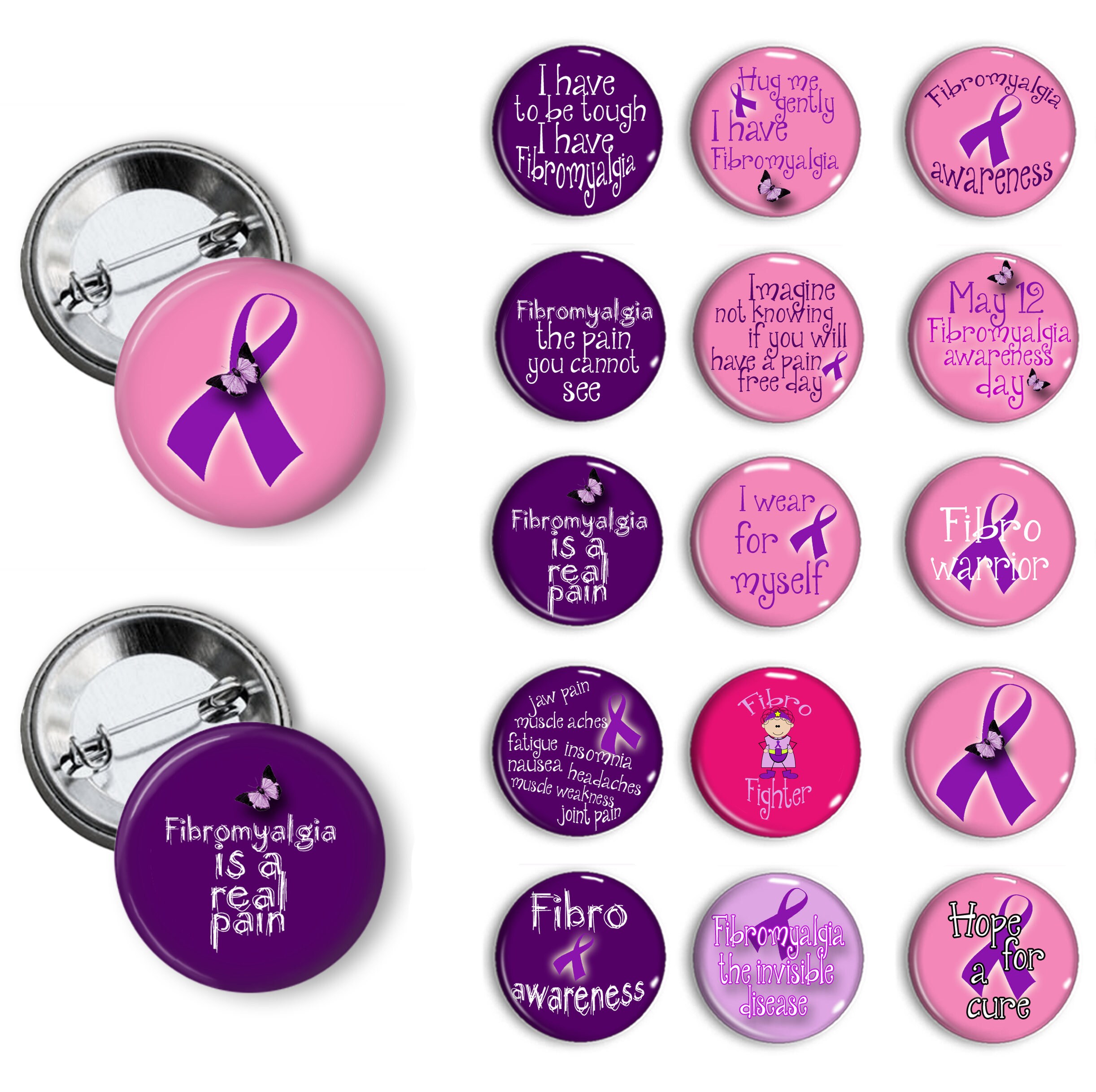 Fibromyalgia Awareness Pins Fibromyalgia Awareness Buttons Etsy