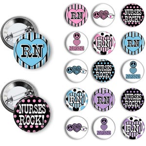 Nurses Rock Pins RN Pins Nurse Buttons 1.25 or 1.75 inch pinback buttons pins badges magnets Nurse Gift Party Favors