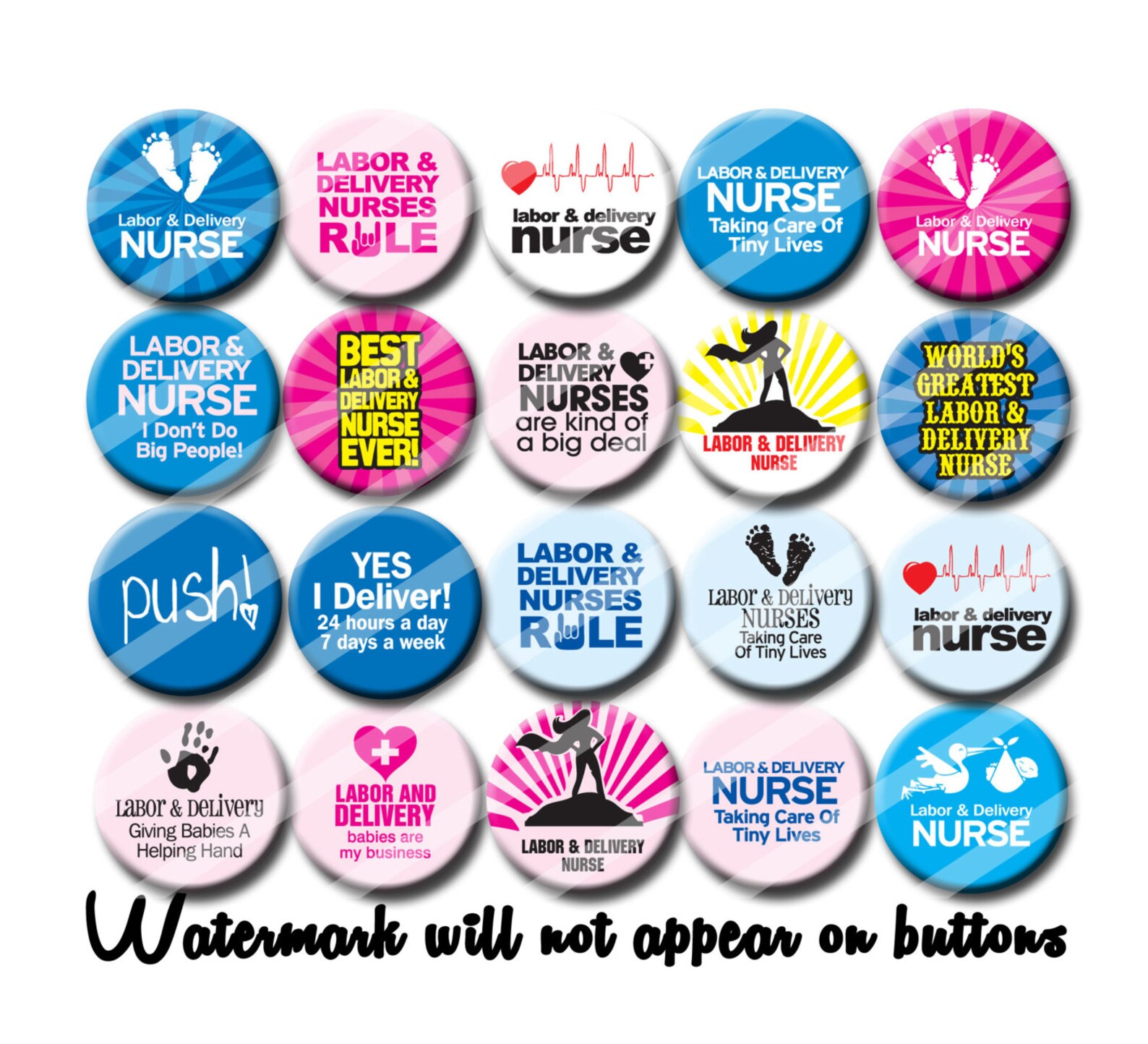 Labor & Delivery Nurse Pins Nurse Gift Pin Back Button Set Etsy