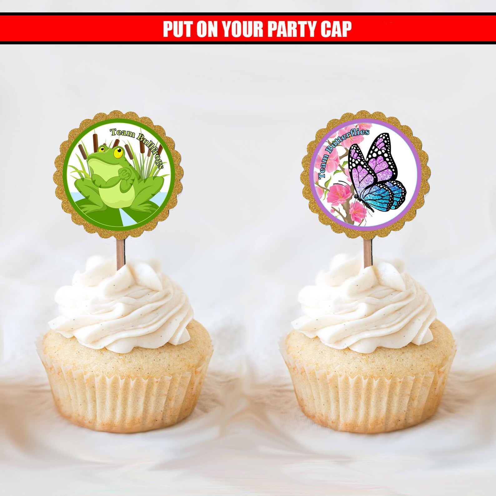 Bullfrogs or Butterflies Gender Reveal Cupcake Toppers Gender Etsy