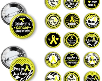 Childrens Awareness Pins Childrens Cancer Awareness Buttons Children's Cancer Awareness Badges 1.25 inch pinback buttons pin badges