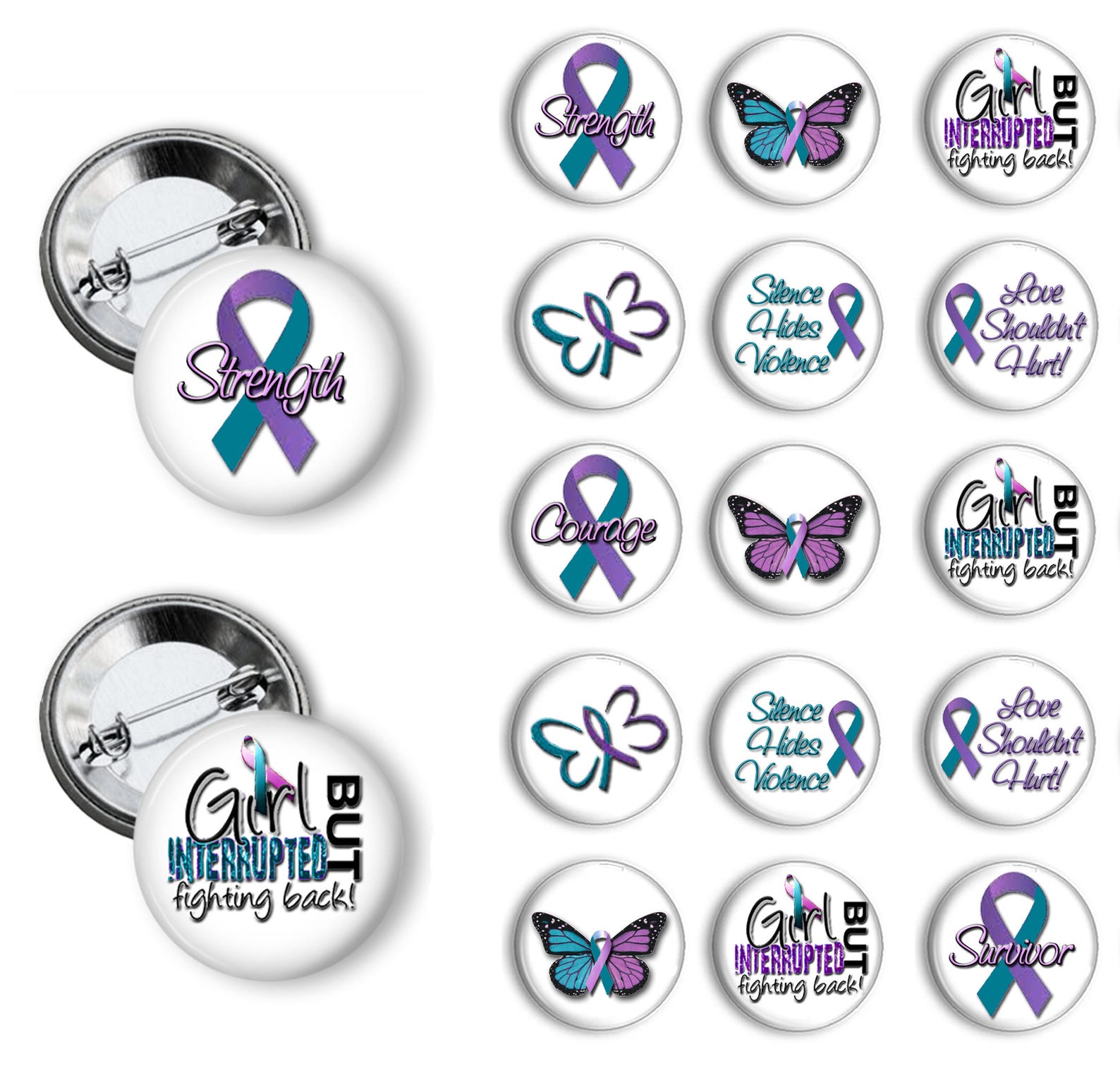 Domestic Violence Awareness Pins Domestic Violence Badges 1.25 Inch