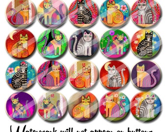 Funky Cats Retro Cats  1.25 inch pinback buttons pins badges or magnets  Collectible Pins or Party Favors