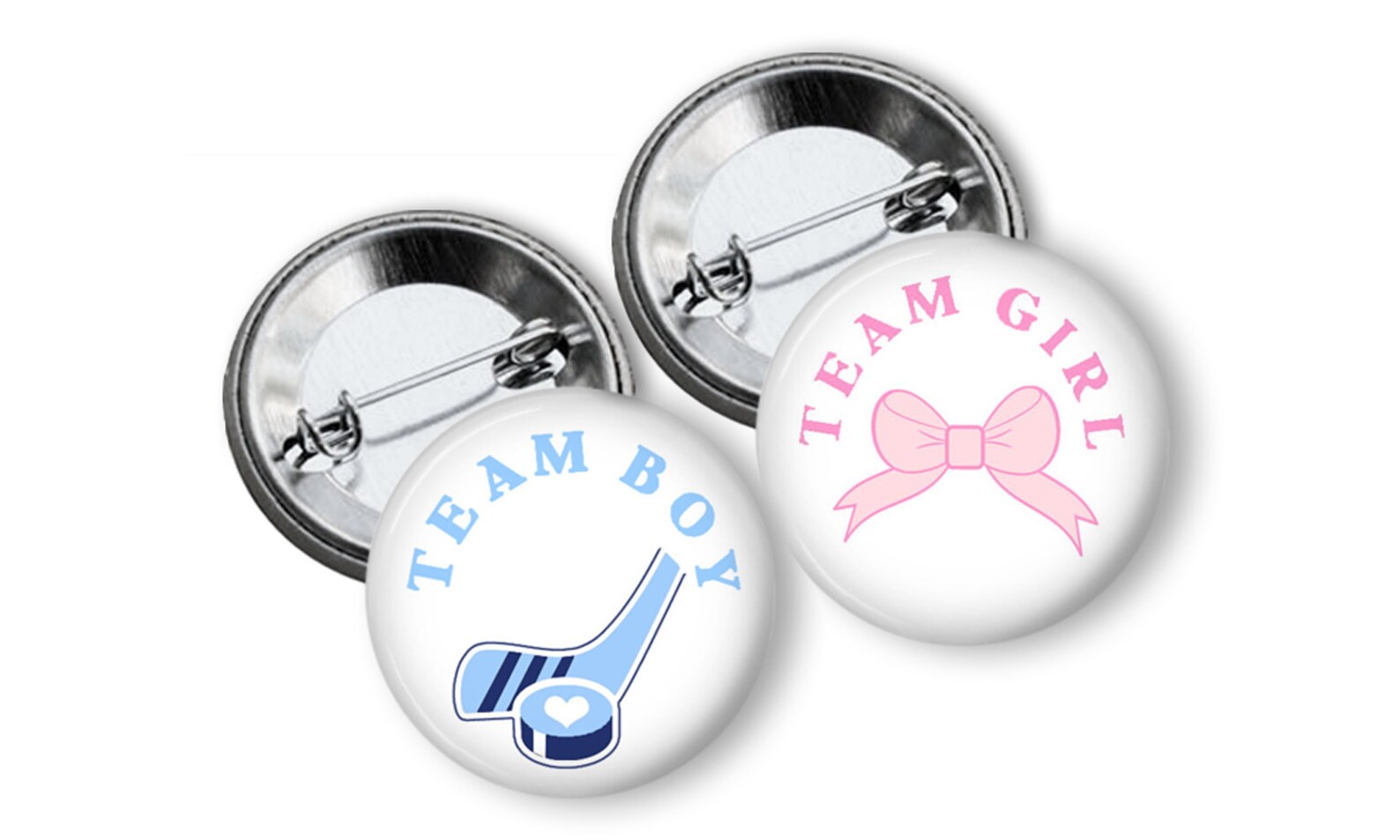 Gender Reveal Pins Hockey or Bows Gender Reveal Party Favors Etsy