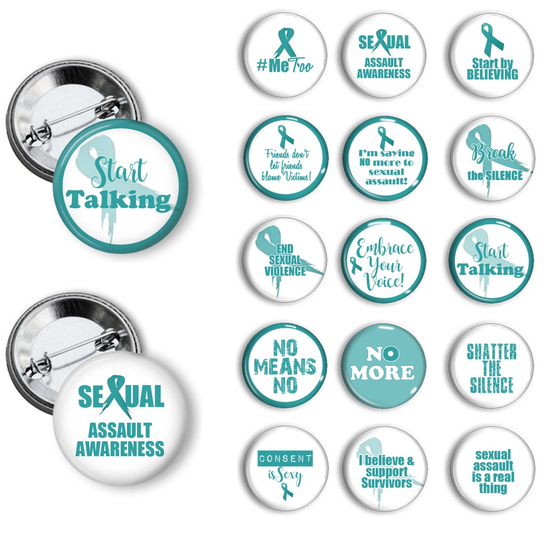 Sexual Assault Awareness Pins 1.25 Inch Pinback Buttons Sexual Assault ...