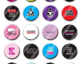 Book Lovers Reading Party Favors 1.25 inch pinback buttons pins badges