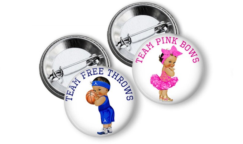 Download Gender Reveal Pins Free Throws or Pink Bows Basketball ...