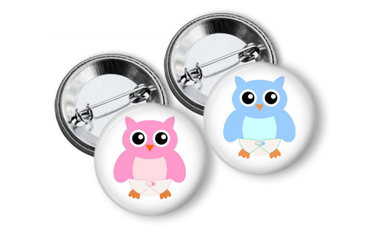 Pinback Pin Back Buttons 1-1//4 Team Staches /& Team Lashes Pink /& Blue Gender Reveal,Boy Girl,Baby Shower Party Favor Round Set of 24