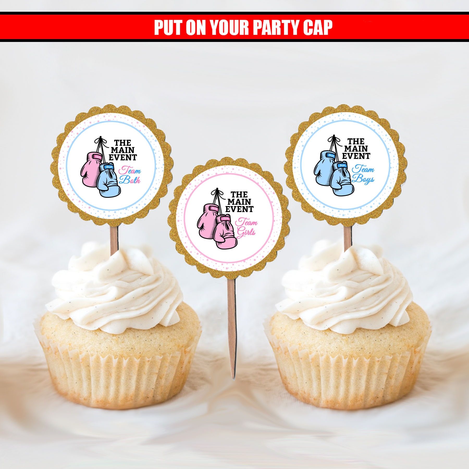 The Main Event Twins Boxing Cupcake Toppers Gender Reveal Etsy