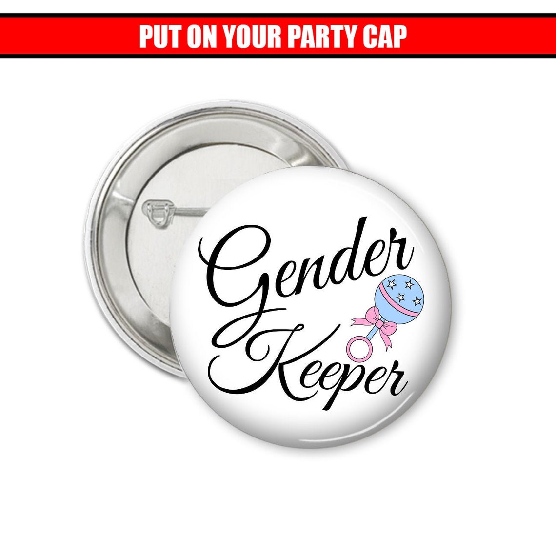 Keeper Of The Gender Gender Reveal Party Pin Button Favor Etsy