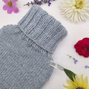 Hand Knitted Alpaca Wool Hot Water Bottle Cover - Fog