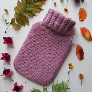 Hand Knitted Alpaca Wool Hot Water Bottle Cover - Bubblegum Pink