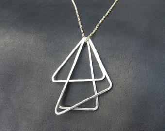 Silver statement Triangle Pendant, unique design