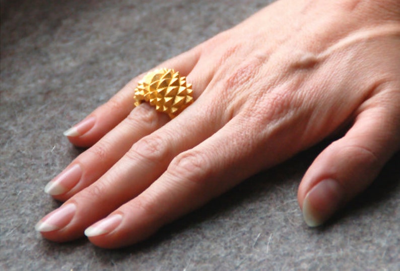 3D print statement gold ring Studs Bolder image 1