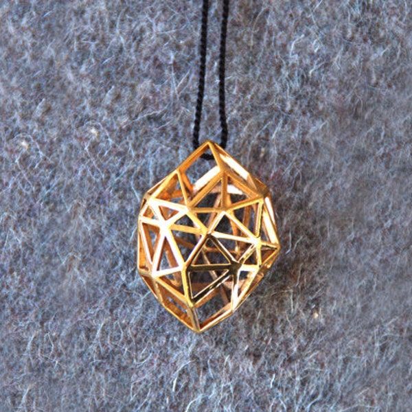 Gold geometric Pendant 'Rough Diamond'