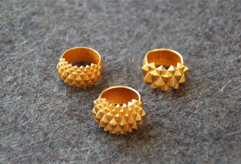 3D print statement gold ring Studs Bolder image 3