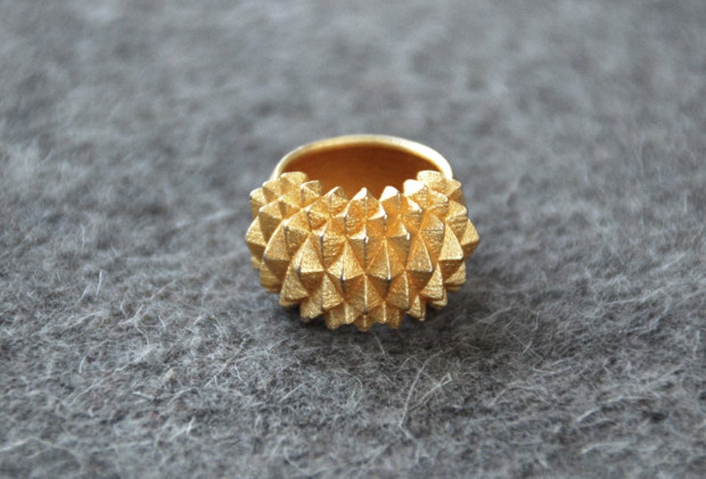 3D print statement gold ring Studs Bolder image 4