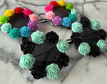 Floral Festival Sunglasses, Round Statement Glasses, Sunnies for PRIDE Outfit for Summer