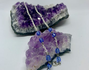 Silver and Blue Sunglasses Chain, Face Glasses Chain, Glasses Chain, Glasses Holder, Face Glasses Strap, Glasses Lanyard, Facemask Necklace