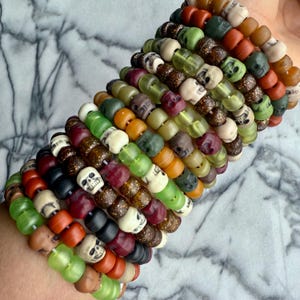 Brown Skull Kandi Bracelets, PLUR, candy, Kandi, Kandi Bead, Pony Bead, Rave Bracelet, Star Bead, Skull Kandi, Festival Bracelet, kawaii