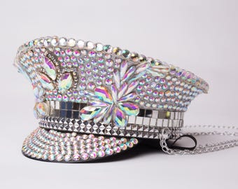 Burning Man Hat, Disco Captain Hat, Captain Hat, Festival Hat, Desert Hearts, Festival Fashion, mens hat, womens hat, light up