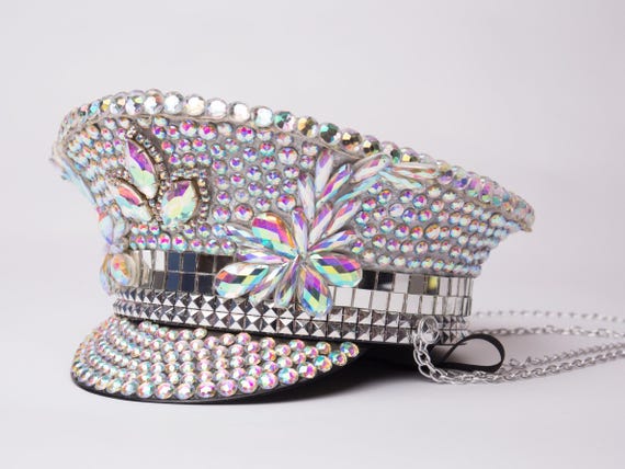 Burning Man Hat, Disco Captain Hat, Captain Hat, Festival Hat, Desert Hearts, Festival Fashion, mens hat, womens hat, light up