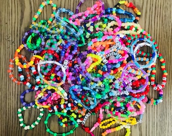 HEART Kandi Bracelets Random Colors, Kandi Bracelet, Kandi, Kandi Bead,  Pony Bead, Rave Bracelet, HEART Bead, Love, Rainbow, PLUR, Kawaii 