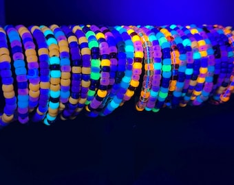 UV Reactive Mini Kandi Bracelet - Rave Festival Jewelry