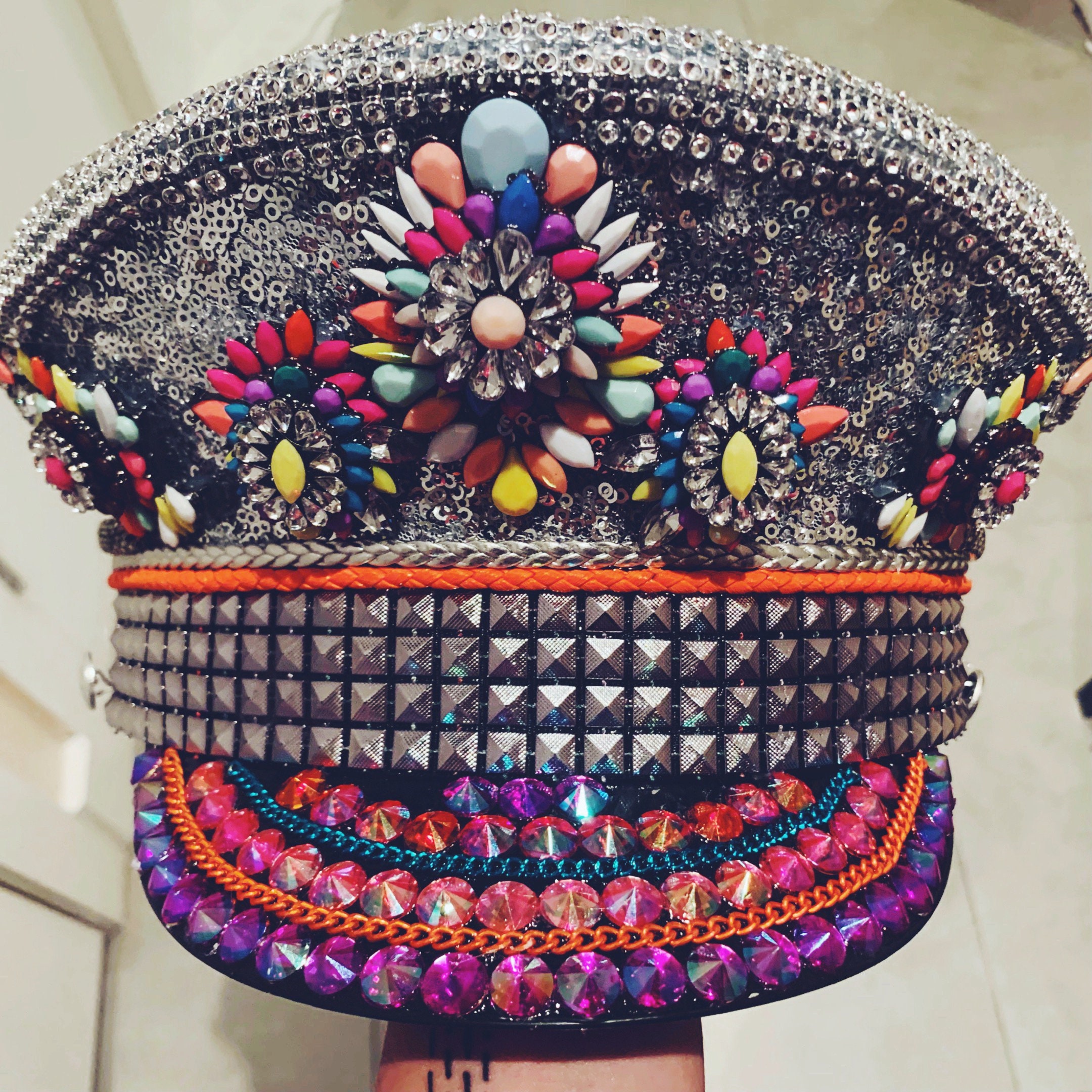 Burning Man Hat Colorful Captain Hat 