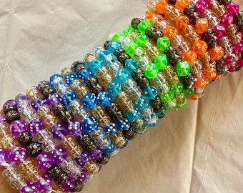 DICE GLITTER Kandi Bracelets for EDC Festival Candy Pony Bead Rave Friendship Bracelet Perler Heart Plur Gift Trade Collect kawaii