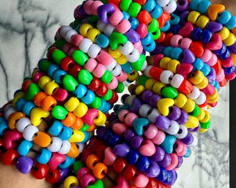 Heart Kandi Bracelet: Rave Festival Pony Bead Friendship Bracelet