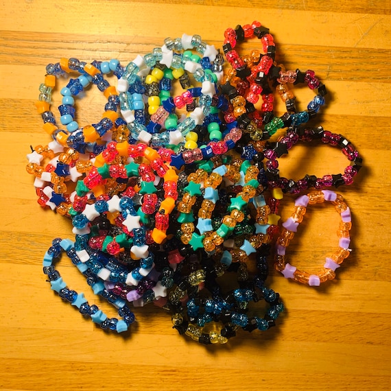 Glitter Charm Kandi Set,kandi Bracelets,rave Bracelets,rave Kandi,kawaii  Bracelets,glitter Bracelets,rainbow Bracelets,rave Beads,kandi 