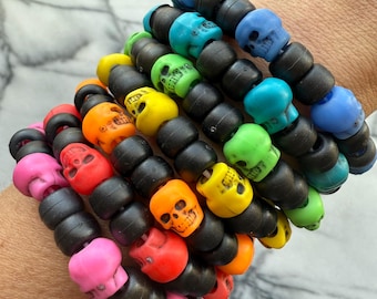 Skull Kandi Bracelet Set, Matte Pony Bead Rave Jewelry