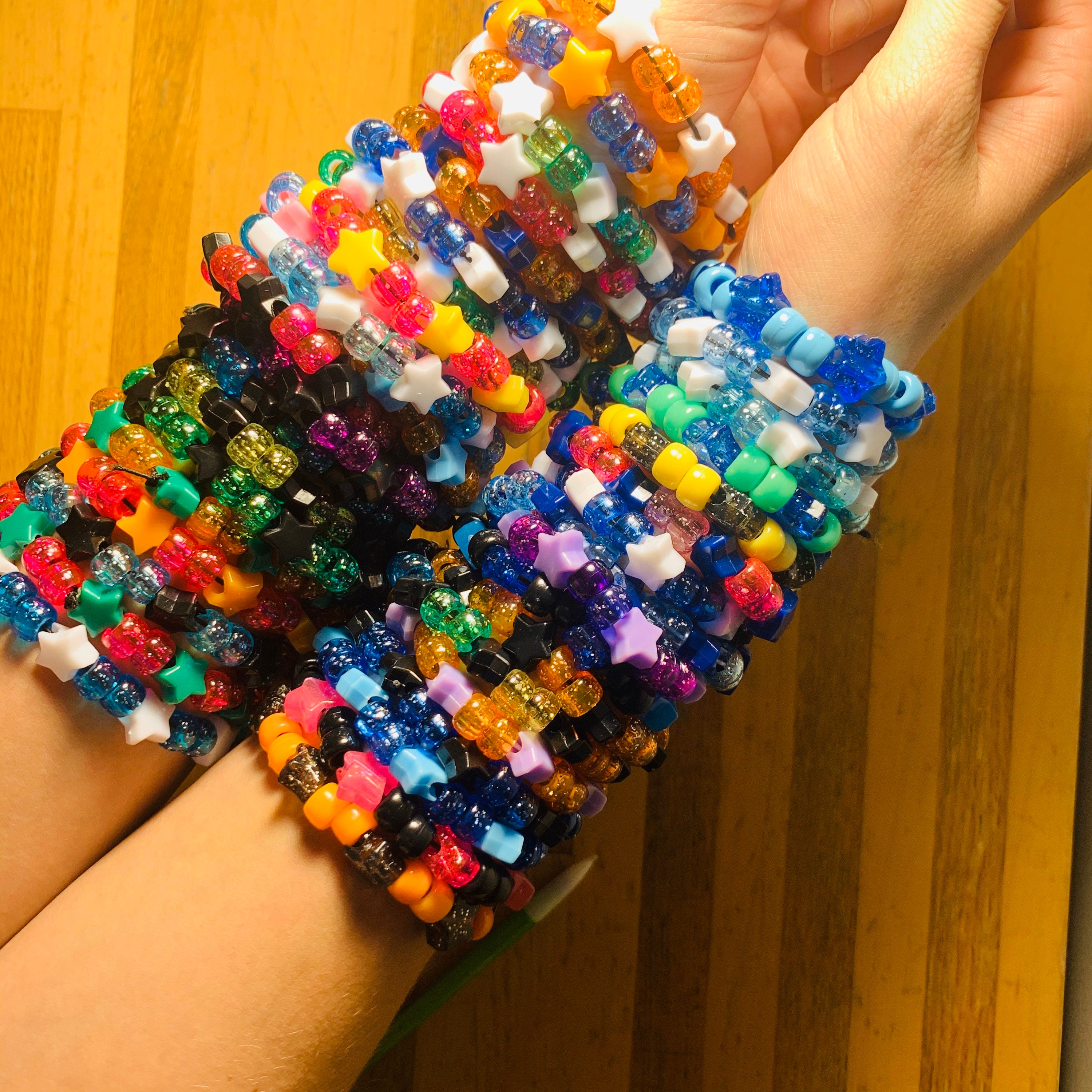Glitter Charm Kandi Set,kandi Bracelets,rave Bracelets,rave Kandi,kawaii  Bracelets,glitter Bracelets,rainbow Bracelets,rave Beads,kandi 