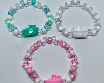 Boat Charm Kandi Bracelet, Pony Bead Rave Jewelry