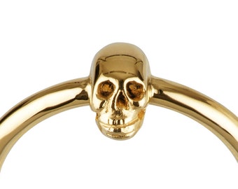 Anel de caveira banhado a ouro pequeno - Memento Mori - Todos os tamanhos