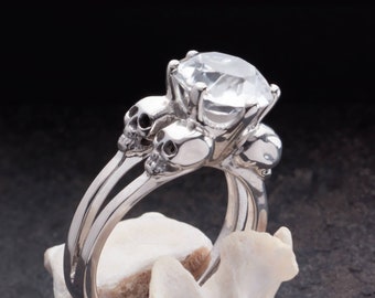 VARLA - Rock Crystal Skull Ring for Her - Size 6/ 52 / K 1/2 - Ready to Ship