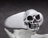 BEHEMOTH - Size 12, Large Skull Ring in Sterling Silver, Massive Men Ring, Biker, Rocker, Goth, UK Z
