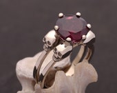 Memento Mori Ring in Solid White Gold, Non Diamond Skull Engagement, Unique Witchy Wedding, Rock and Roll Bride