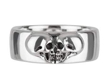 Skull Band for Men, Kissing Skulls, Massive Skull Ring, Heavy Skull Wedding Band, Gift for Him, All Sizes by KIPKALINKA